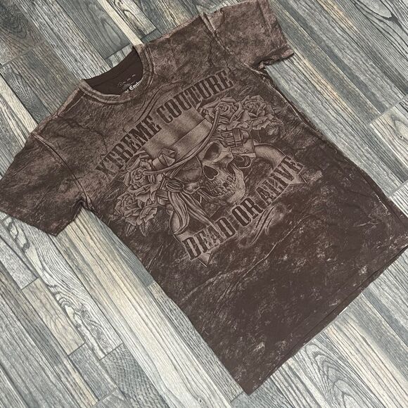 🔥☠️ Y2K XTREME COUTURE Affliction Style Skull Graphic Tee Men Size Large - EUC - Picture 3 of 9